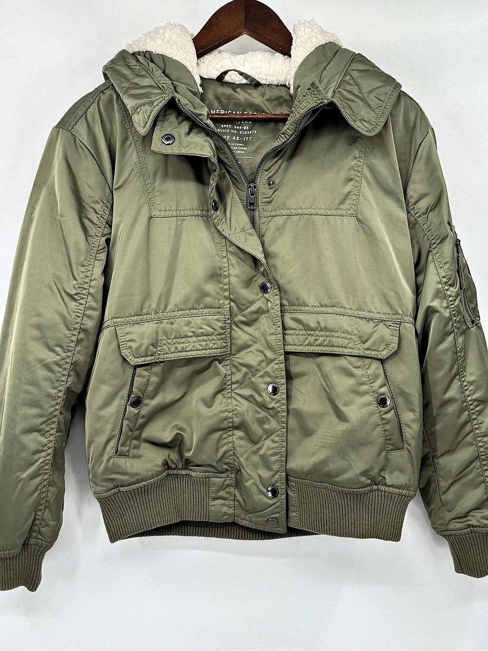 American Eagle Outfitters AE Sherpa-Lined Bomber Jacket Sherpa-Lined Bomber